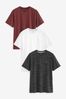 Black/Burgundy/White 3PK Stag Marl T-Shirts