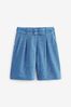 <span>Blauer Chambray</span> - Elegante Shorts aus Leinengemisch mit Gürtel