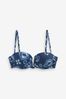 <span>Marineblau/Aztekenmuster</span> - Wattiertes Bandeau-Bikinioberteil mit Bügel, figurformend
