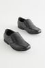Black School Leather Loafers, Wide Fit (G)