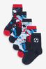 Blue/Red Football 5 Pack Cotton Rich Socks