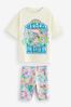 Ecru Cream/Pink Floral Print T-Shirt And Cycling Shorts Set (3-16yrs)