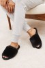 Black Faux Fur Slider Slippers