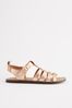 Rose Gold Forever Comfort® Leather Round Toe Gladiator Sandals
