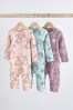 Chocolate Brown Footless Baby Sleepsuits 3 Pack (0mths-3yrs)