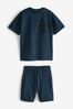 Mid Blue Zip Pocket T-Shirt and Short Set (3-16yrs)