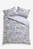 <span>Grün/Ecru-Weiß</span> - Bettbezug und Kopfkissenbezug mit Blumenmuster im Set aus 100 % Baumwolle, Fadendichte 300