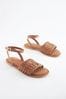 Silver Forever Comfort® Leather Woven Flat Sandals, Regular/Wide Fit