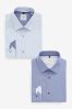 Blue Stripe Trimmed Shirts 2 Pack, Slim Fit