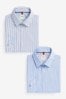 Blue Stripe Trimmed Shirts 2 Pack, Slim Fit