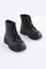 Black Warm Lined Lace-Up Boots