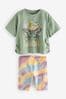 Khaki Green Sequin Butterfly T-Shirt and Cycling Shorts Set (3-16yrs)