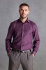 Purple Herringbone Signature Textured Trimmed Formal Shirt, Regular Fit