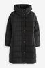 Black Shower Resistant Hooded Padded Coat, Regular