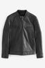 Black Leather Quilted Racer Jacket