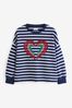 Navy Stripe Sequin Heart Long Sleeve T-Shirt (3-16yrs)