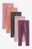 Pink/Navy Blue/Floral Leggings 5 Pack (3-16yrs), Standard