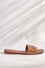 Cream Premium Leather Flat Cut Out Detail Mule Sandals