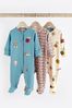 Teal Blue Baby Character Sleepsuits 3 Pack (0-2yrs)