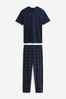 Navy Blue Check Cotton Pyjamas Set