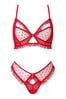 Ann Summers Sweet Melody Ouvert-Set aus Spitze mit Punktemuster, Rot