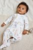 White Ground Fleece Lined Baby Sleepsuit