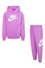 Purple Nike Little Kids Club Fleece Tracksuit Set