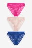 Cobalt Blue/Bright Pink/Blush Pink Lace Knickers 3 Pack