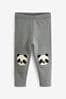 Grey Panda Embroidered Leggings (3mths-7yrs)