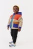 Orange Colourblock Teddy Borg Fleece Jacket (3mths-7yrs)