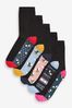 Neutral Animal Black Footbed Ankle Socks 5 Pack