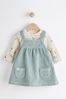 Teal Blue Baby Corduroy Pinafore and Bodysuit Set (0mths-2yrs)