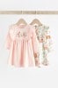 Pale Pink Baby Jersey Frill Dress 2 Pack (0mths-2yrs)
