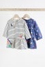 Blue & Orange Floral Baby Jersey Frill Dress 2 Pack (0mths-2yrs)