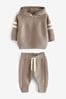 Taupe Brown Knitted Textured Hoodie and Joggers Set (3mths-7yrs)