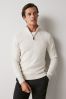 Charcoal Grey Knitted Premium Regular Fit Jumper, Zip Neck