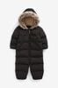 Black Snowsuit With Faux Fur Hood Trim (3mths-7yrs)