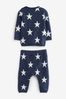 Navy Blue Star Knitted Baby 2 Piece Set (0mths-2yrs)