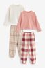 Pink/Cream Woven Check Pyjamas 2 Packs (3-16yrs)