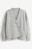 Grey Gem Button Asymmetric Cardigan