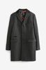 Grey Wool Blend Textured Epsom Overcoat