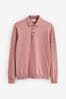 Pink Regular Knitted Long Sleeve Polo Shirt