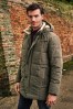 Khaki Green Square Quilted Parka Jacket