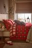 Grey Check Reversible Christmas Brushed Cotton Duvet Cover and Pillowcase Set
