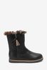 Black Warm Faux-Fur Lined Zip Boots, Standard Fit (F)