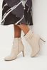 Cream Forever Comfort® Buckle Detail Heeled Ankle Boots