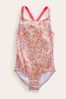 Pink Boden Cross-Back Printed Swimsuit
