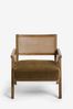 Lime Washed Oak Effect, Contemporary Natural Abel Wooden Rattan Accent Chair, Regular