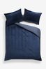 Navy Blue Madison Quilted Velvet Duvet Cover and Pillowcase Set