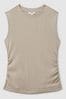 White Reiss Trudy Ribbed Ruched Waist Vest